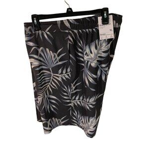 Sonoma XL Black Leaf Print Board Shorts With Stretch Waistband & 9-Inch Inseam